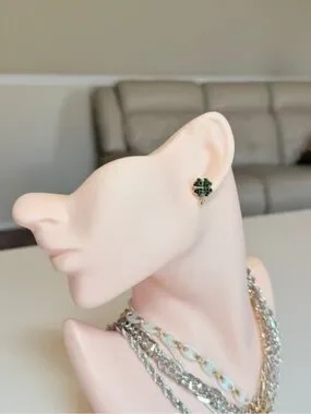 Green Clover Stud Earrings